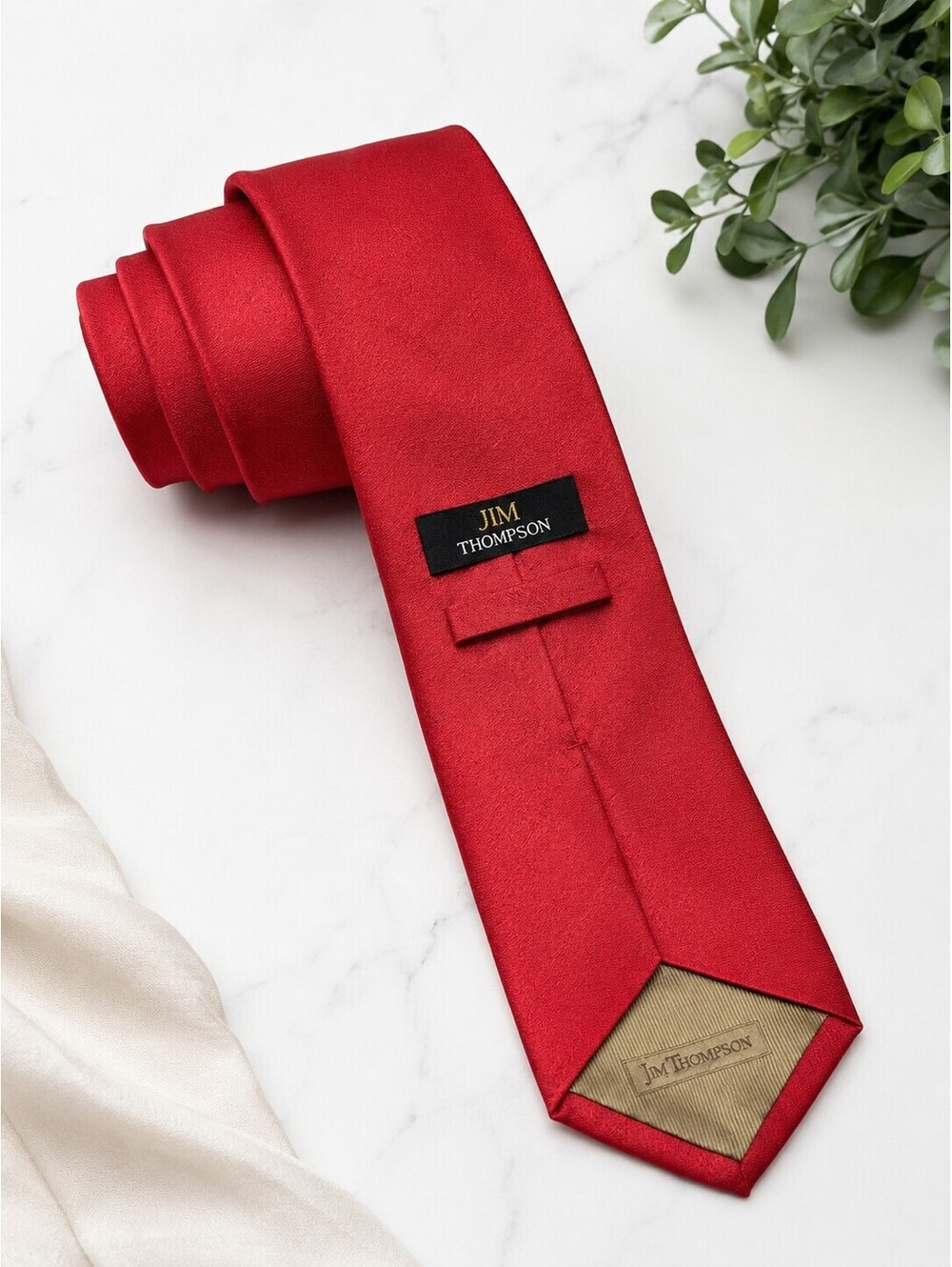 Jim Thompson Red 100% Silk Necktie